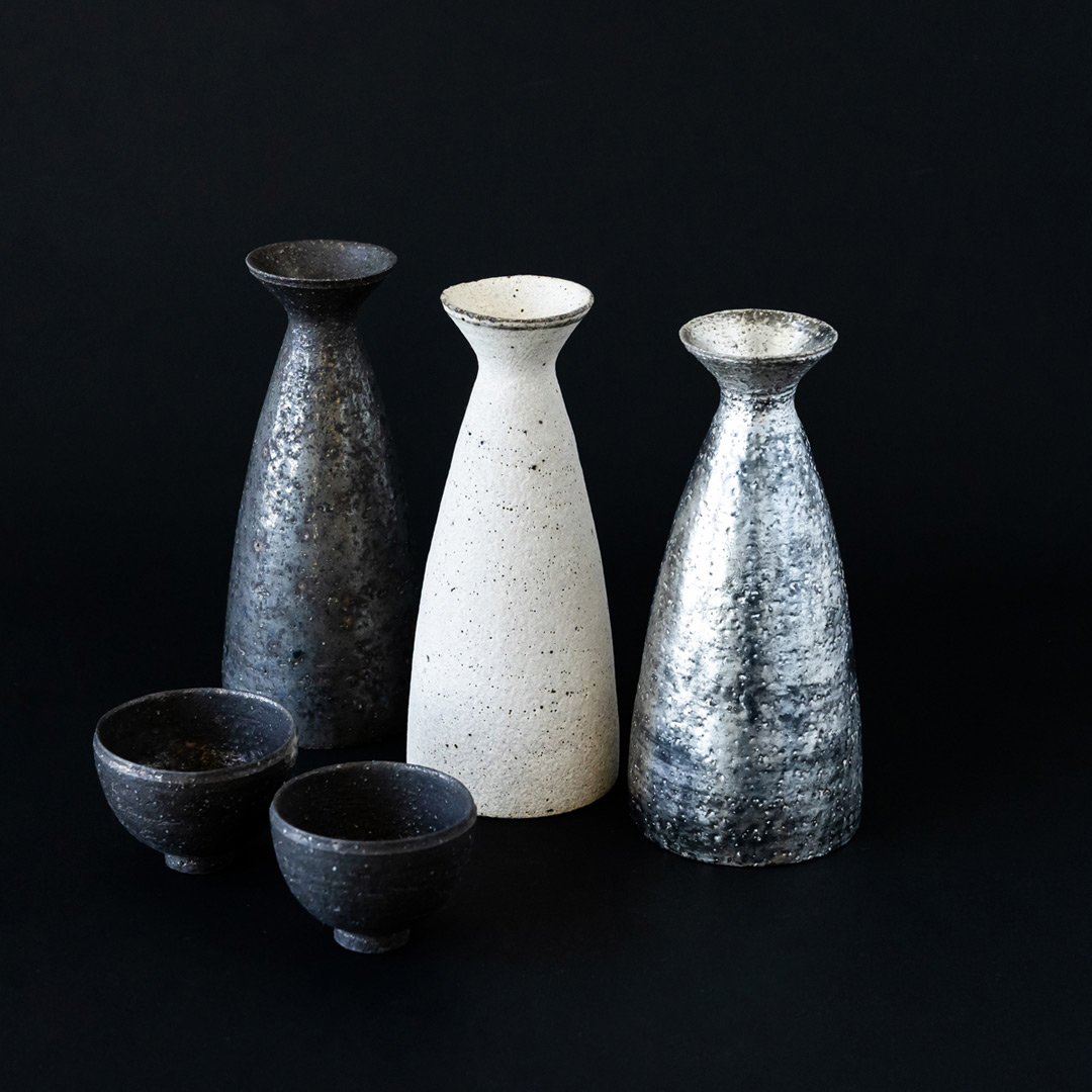 遠藤 岳　Sake bottle/Small cup Black